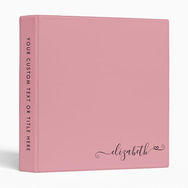 Modern Elegant Feminine Girly Heart Blush Pink Binder (Front/Spine)
