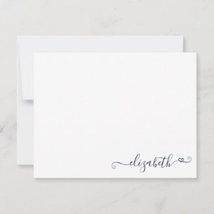 Modern Elegant Feminine Girly Navy Blue Heart Card