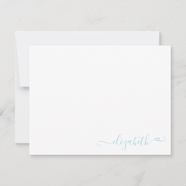 Modern Elegant Feminine Pastel Blue Heart Card (Front)