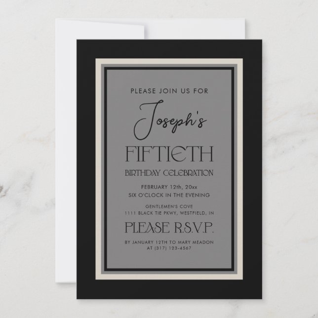 Modern Elegant Fiftieth Birthday Party For Him Invitation (Front)