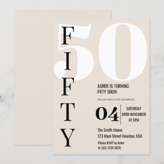 Modern Elegant FIFTY 50th Birthday Party Invitation