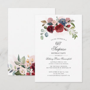 Modern Elegant Floral 60th Birthday Party Invitation