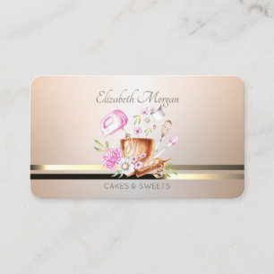 Modern Elegant Floral Bakery Tools Luminouse  Business Card
