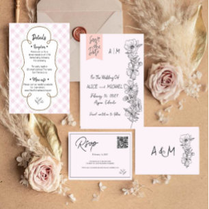 Modern Elegant Floral Branch Wedding Invitation