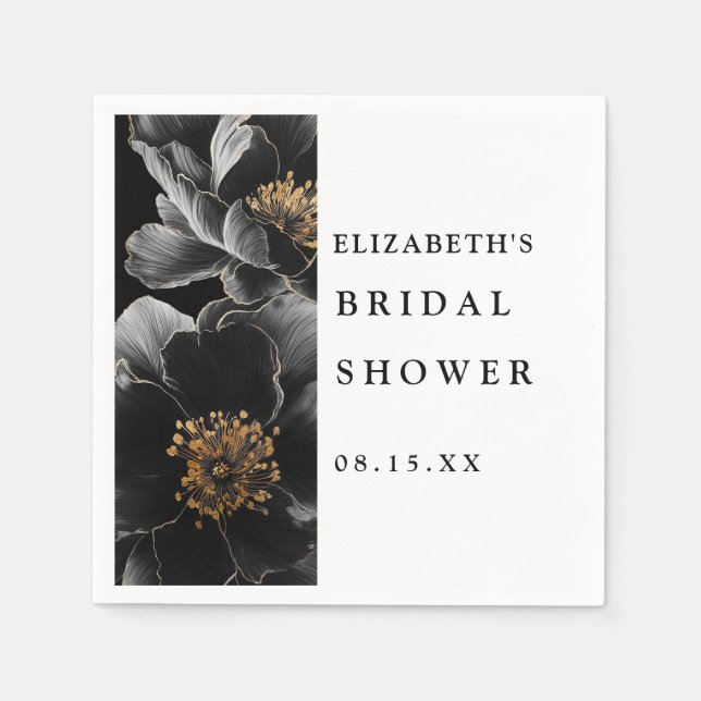 Modern Elegant Floral Bridal Shower Napkins (Front)