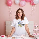Modern Elegant Floral Chinoiserie High-Heel Bride T-Shirt<br><div class="desc">Modern Elegant Floral Chinoiserie High-Heel Bridal T-shirt Showcase your bridal status with our Modern Elegant Floral Chinoiserie High-Heel Bridal T-shirt. This stylish T-shirt features the word "Bride, " with the "I" cleverly replaced by our sophisticated Modern Elegant Floral Chinoiserie High-Heel shoe in yellow and blue. Perfect for wearing at bridal...</div>