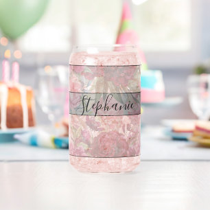 Modern Elegant Floral Design Can Glass