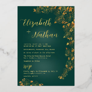 Modern Elegant Floral Emerald Green Wedding Gold