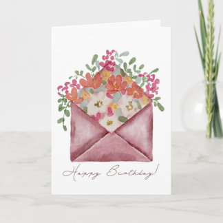 Modern Elegant Floral envelope birthday card