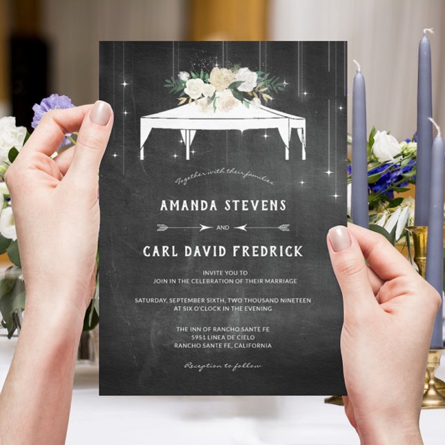 Modern Elegant Floral Evening Tent Wedding Invitation (Creator Uploaded)