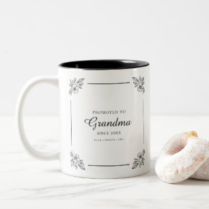 Modern Elegant Floral First Time Grandma Keepsake Two-Tone Coffee Mug