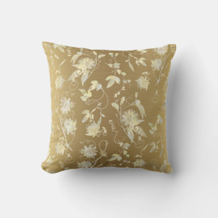 Modern Elegant Floral Gold Throw Pillow