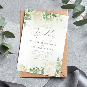Modern Elegant Floral Greenery Wedding Invitation
