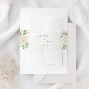 Modern Elegant Floral Greenery Wedding Invitation Belly Band