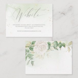Modern Elegant Floral Greenery Wedding Website Enclosure Card