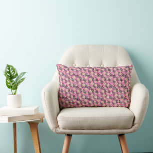 Modern Elegant Floral Pattern Christmas Lumbar Pillow