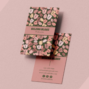 Modern Elegant Floral Pattern Vertical Design Business Card