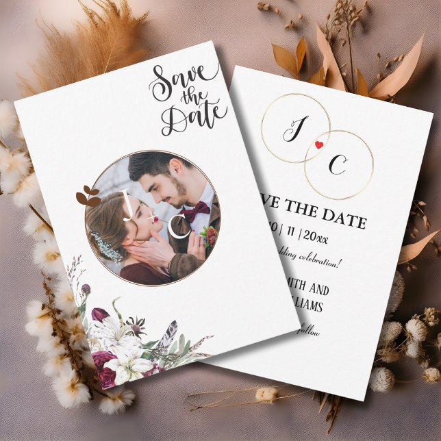 Modern Elegant Floral Photo Wedding Save The Date (Creator Uploaded)
