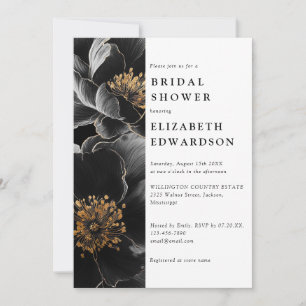 Modern Elegant Floral QR Code Bridal Shower Invitation
