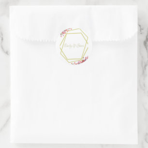 Modern Elegant Floral Rustic Wedding  Classic Round Sticker