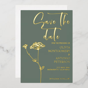 Modern Elegant Floral Sage Green Save the date
