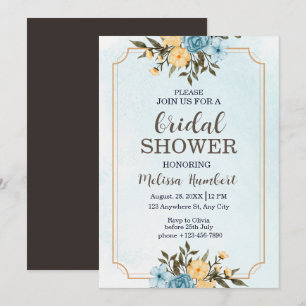 Modern Elegant Floral Watercolor Bridal Shower Invitation