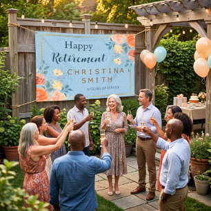 Modern Elegant Floral Watercolor Retirement Party Banner