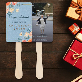Modern Elegant Floral Watercolor Retirement Party Hand Fan