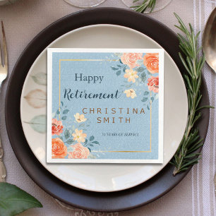 Modern Elegant Floral Watercolor Retirement Party Napkin