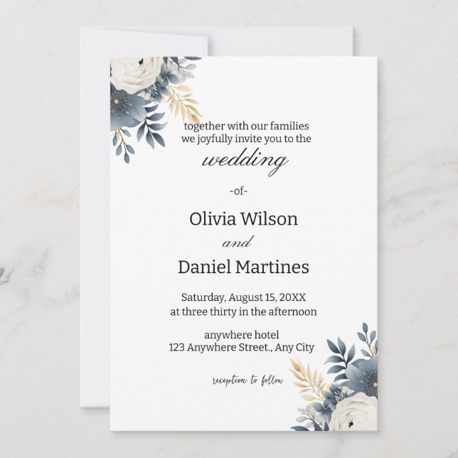 Modern Elegant Floral Wedding Invitation (Front)