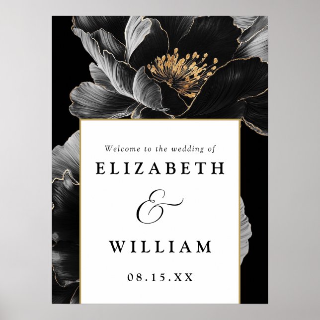 Modern Elegant Floral Wedding Welcome Sign (Front)