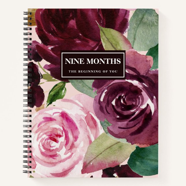 Modern Elegant Flowers Beauty Pregnancy Gift Notebook (Front)