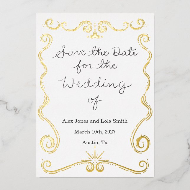 Modern Elegant Foil Save the Date  (Front)