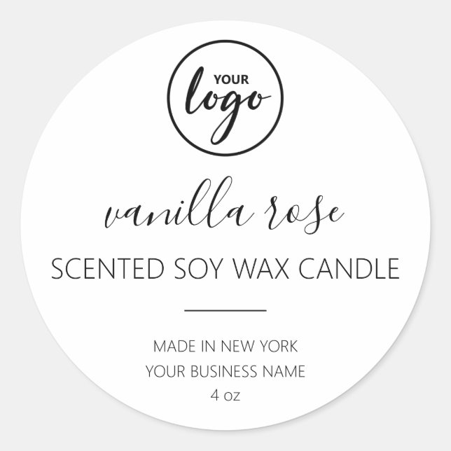 Modern Elegant Font White Candle Logo Labels (Front)