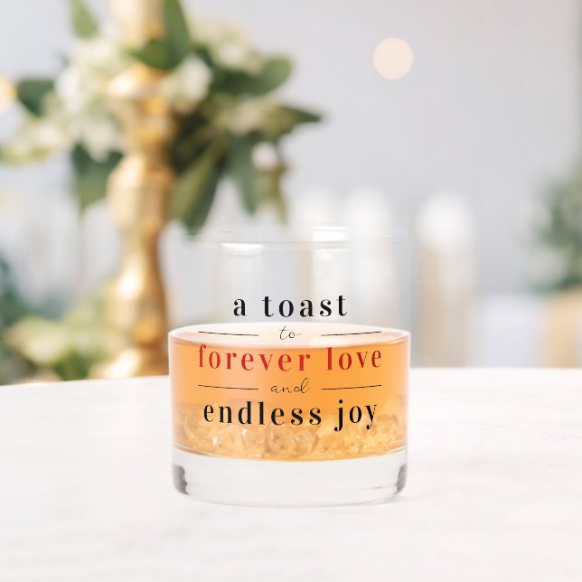 Modern Elegant Forever Love Black And Red Wedding  Whiskey Glass (Insitu (Wedding))