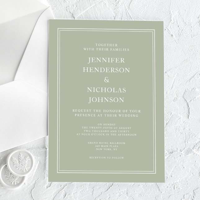 Modern Elegant Formal Sage Green Wedding Acrylic Invitations (Modern Elegant Formal Sage Green Wedding Acrylic Invitations)