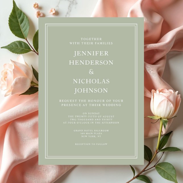 Modern Elegant Formal Sage Green Wedding Invitation (Modern Elegant Formal Sage Green Wedding Invitation)