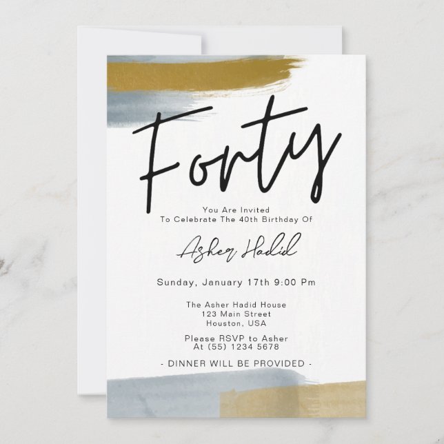 Modern Elegant Forty 40th Birthday Party Invitation (Front)