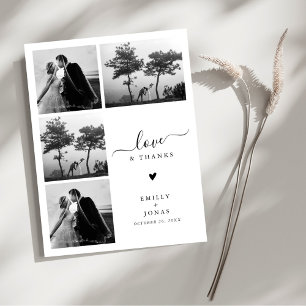 Modern Elegant Four Photo Wedding Thank You Postcard
