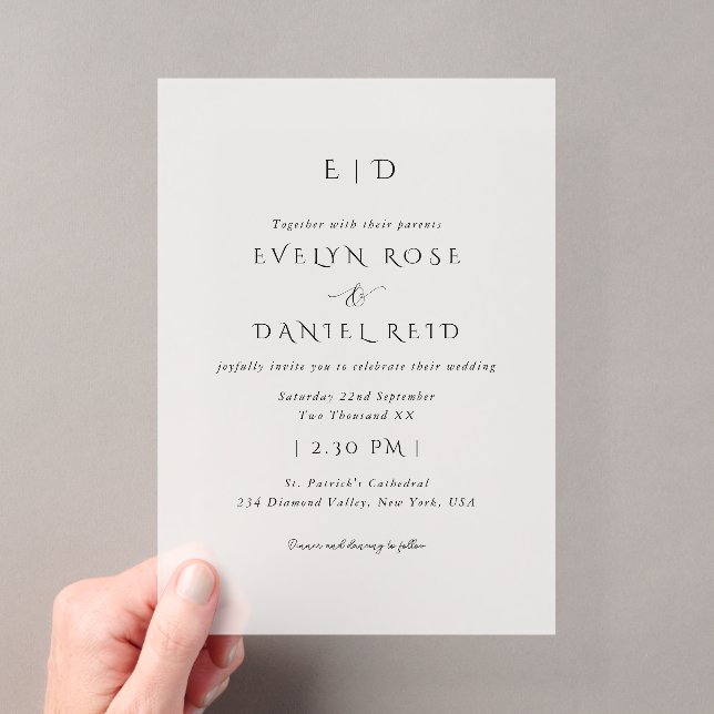 Modern Elegant Frosted Acrylic Wedding Invitation (Insitu (Handheld))