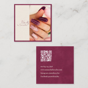 Modern Elegant Fuchsia Velvet Square Business Card
