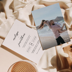 Modern Elegant Full Photo Script Monogram Wedding Invitation