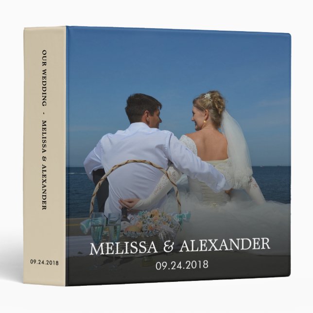 Modern elegant full photo Wedding album Binder (Front/Spine)