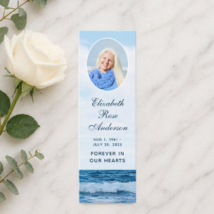 Modern Elegant Funeral Memorial Mini Bookmark Card
