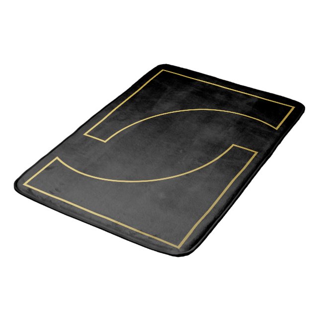 Modern Elegant Geometric Faux Gold Design Bath Mat (Angled)