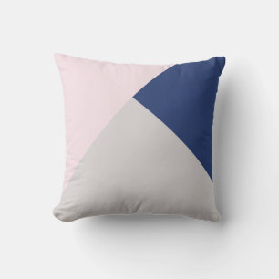 modern elegant geometric grey navy & pink throw pillow
