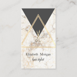 Modern Elegant Geometric Marble Gold,Scissors Business Card