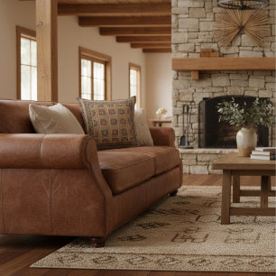 Modern elegant geometrical floral abstract brown  throw pillow