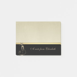 Modern Elegant Girly, Black, Cream,Cat Post-it Notes