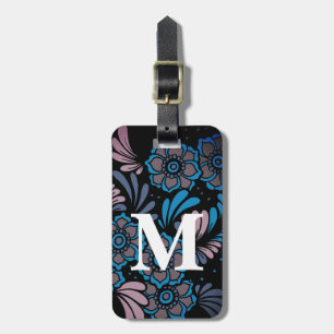 Modern Elegant Girly Black Stylish Chic Monogram Luggage Tag